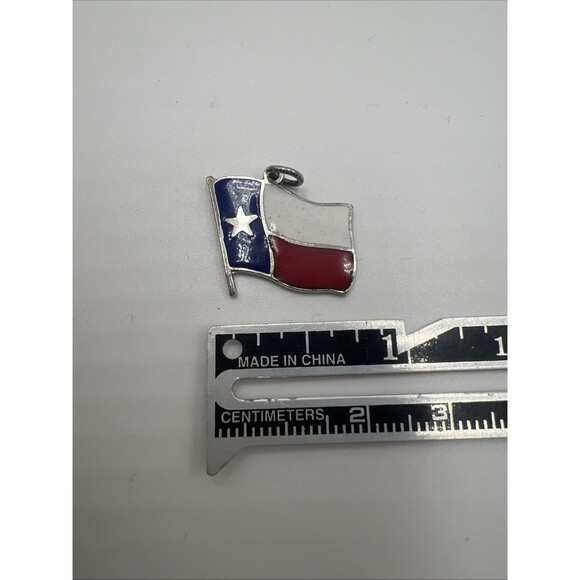 Elco Vintage Texas State Flag Enamel 925 Sterling Silver Charm Pendant Red Blue - Picture 6 of 7